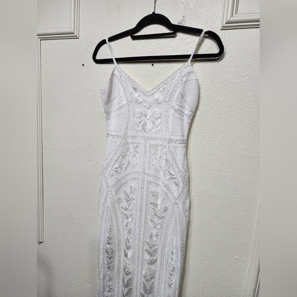 Lulus Alluring Interest White Sequin Embroidered Sleeveless Midi Dress S Wedding - Picture 7 of 11